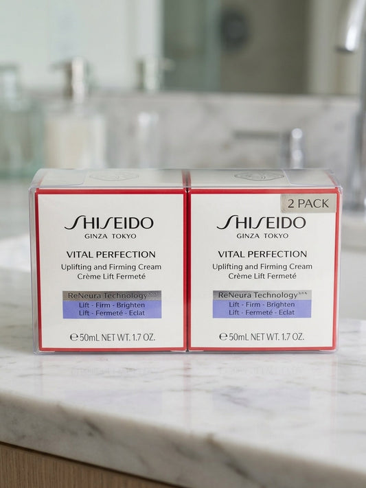 (2 Pack) Shiseido Vital Perfection Uplifting & Firming Cream Enriched -Size 50mL / 1.7 Oz Fit And Glow