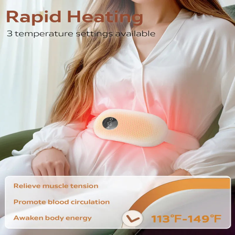 Portable Electric Heating Pad - Cordless Menstrual Relief Belt with 3 Heat Settings Fit And Glow